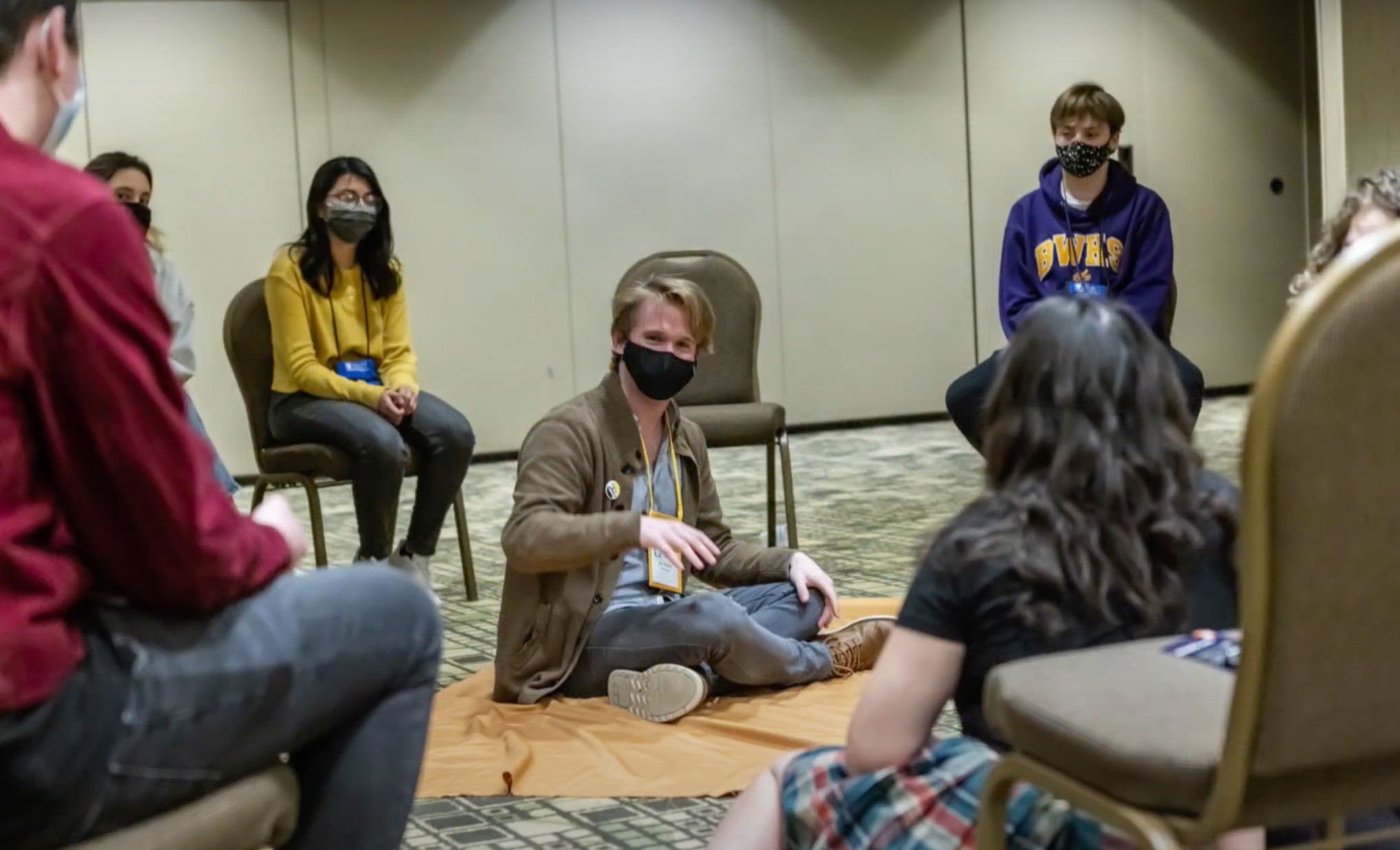 Workshop with local teens as Jay facilitates a group exercise